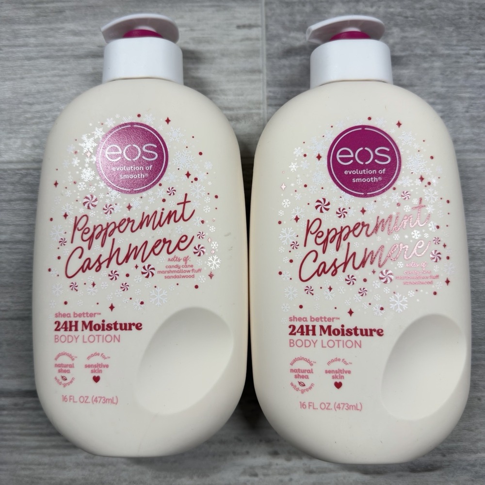 EOS Peppermint Cashmere 24 Hour Moisture Body Lotion Limited Edition Lot Of TWO